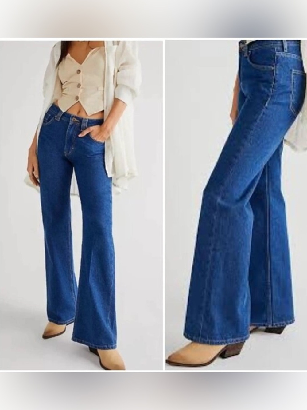 Free People - Ava High-Rise Bootcut Jeans in timeless Blue